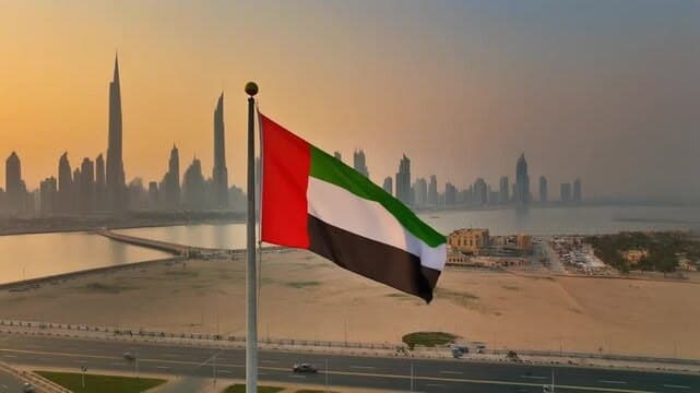 The UAE flag waving proudly